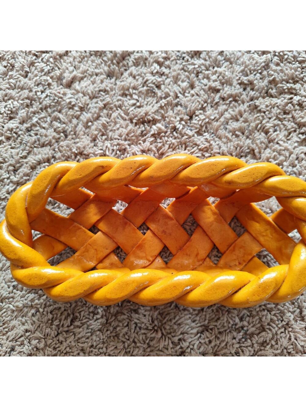 VTG Handmade Woven Braided Real Bread Dough Bread Basket Farmhouse Decor - Picture 3 of 10